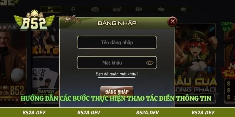 Hướng dẫn các bước thực hiện thao tác điền thông tin